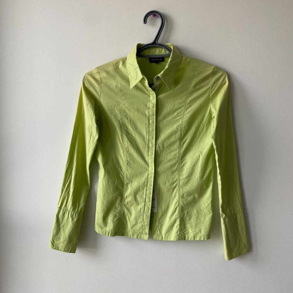 Vintage Cotton Costa Blanca Snap Button Green Blouse
